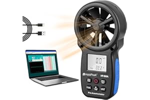 H HOLDPEAK Holdpeak 866A Anemometer HVAC, Pro CFM Air Flow Meter for Wind Speed Temp Humidity Dew Point Airflow Measuring Device, Handheld Wind Gauge Meter with USB