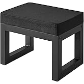 IBUYKE Small Footstool Ottoman, Linen Fabric Footrest, Black WBD001B | 16.1 x 11.6 x 12.4 Inches, Rectangle Ottoman Foot Rest with Padded Seat Metal Legs, for Living Room Bedroom Entryway Couch