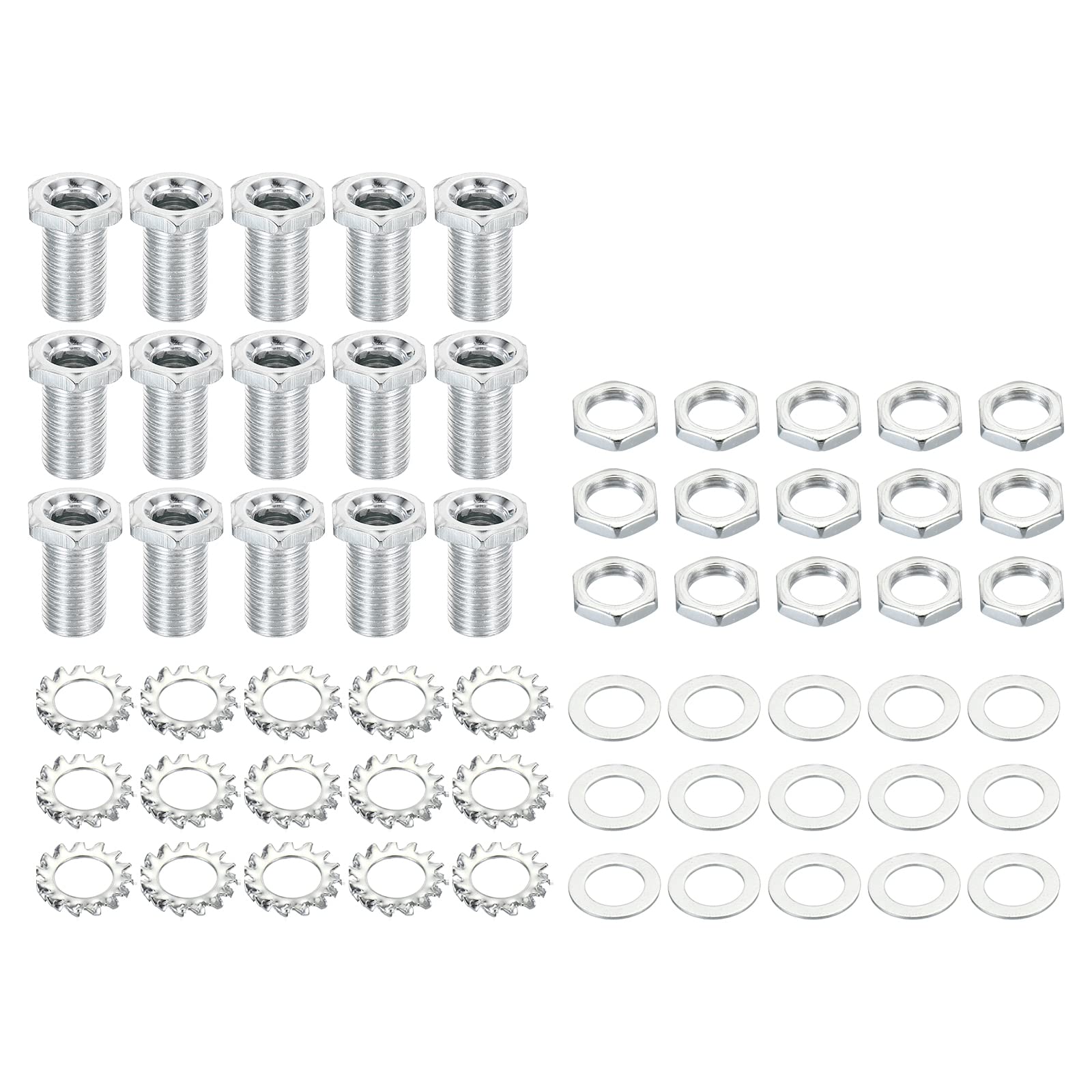 PATIKIL M10 Thread 20mm Tall Hex Hollow Screw Bolts, 4 in 1 / 60Pieces Through Hole Bolt Chandelier Fasteners with Hex Nut and Gasket