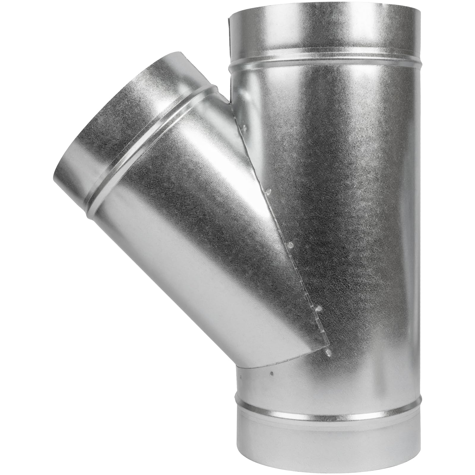 Photo 1 of 6" Inch Wye-Shape Ducting Splitter - 45 Degree Galvanized Steel 3-Way Dust Collection Fitting - Branches for Exhaust Fan - Ducting Adapter - Duct Hose Connector