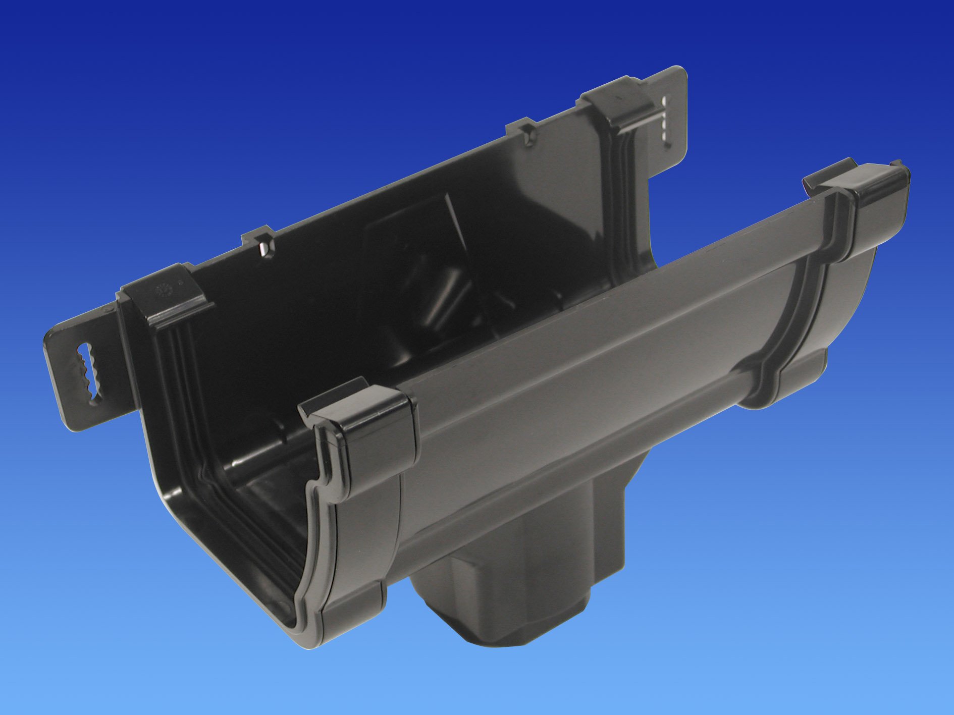 OSMA Black 111mm Gutter Running Outlet for Stormline Ogee Gutter System 8T806B