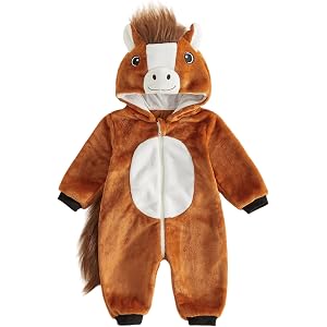 Dcohmch Toddler Baby Horse Costume Cute Halloween Animal Costumes | Warm Hooded Long Sleeve Jumpsuit Boys Girls Fall Winter C