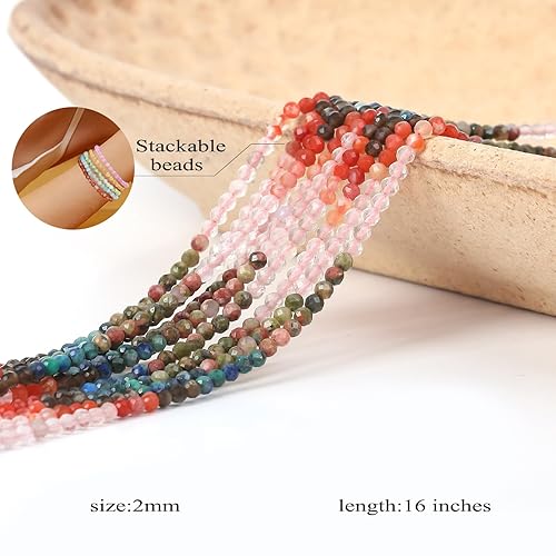 2mm Faceted Natural Gemstone Beads for Jewelry Making AAA Quality