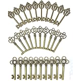 3 Type of 30 PCS Vintage Large Skeleton Key Set Charms, JIALEEY Mixed Antique Style Bronze Brass Key Set Charms for Pendant D