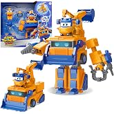 Super Wings Transformable Toys, 6" Super Robot and 2" Mini Marty Transforming Suit, 2 in 1 Racing Car-Robot Action Figure for Boys and Girls Age 3+, Gifts for Preschool Kids, Orange