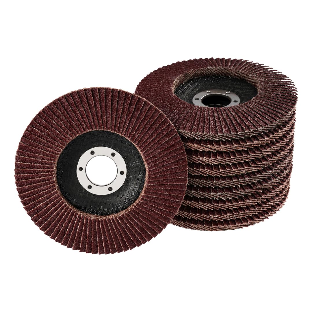 Pack of 20 Serrated Washers for Sanding - Diameter 115 mm x 22.23 mm - Mix Pack - Mixed Grit Each 5 x Grit 40/60/80/120 - Brown | Standard Flap Washers | Abrasive Mop Discs | Flap Disc