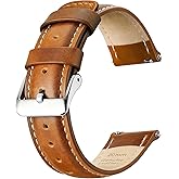 JNN Leather Watch Strap - 18mm 20mm 22mm Genuine Watch Bands, Quick Release Watch Band Replacement Wristband for Men Women