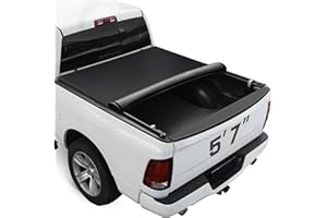 RHOBRA Soft Roll-up Truck Bed Tonneau Cover Compatible with 2009-2025 Dodge Ram 1500 (Incl. Classic & New) 5.7ft，26.5oz Soft Vinyl Truck Cover, All-Weather Tacoma Tonneau Cover.