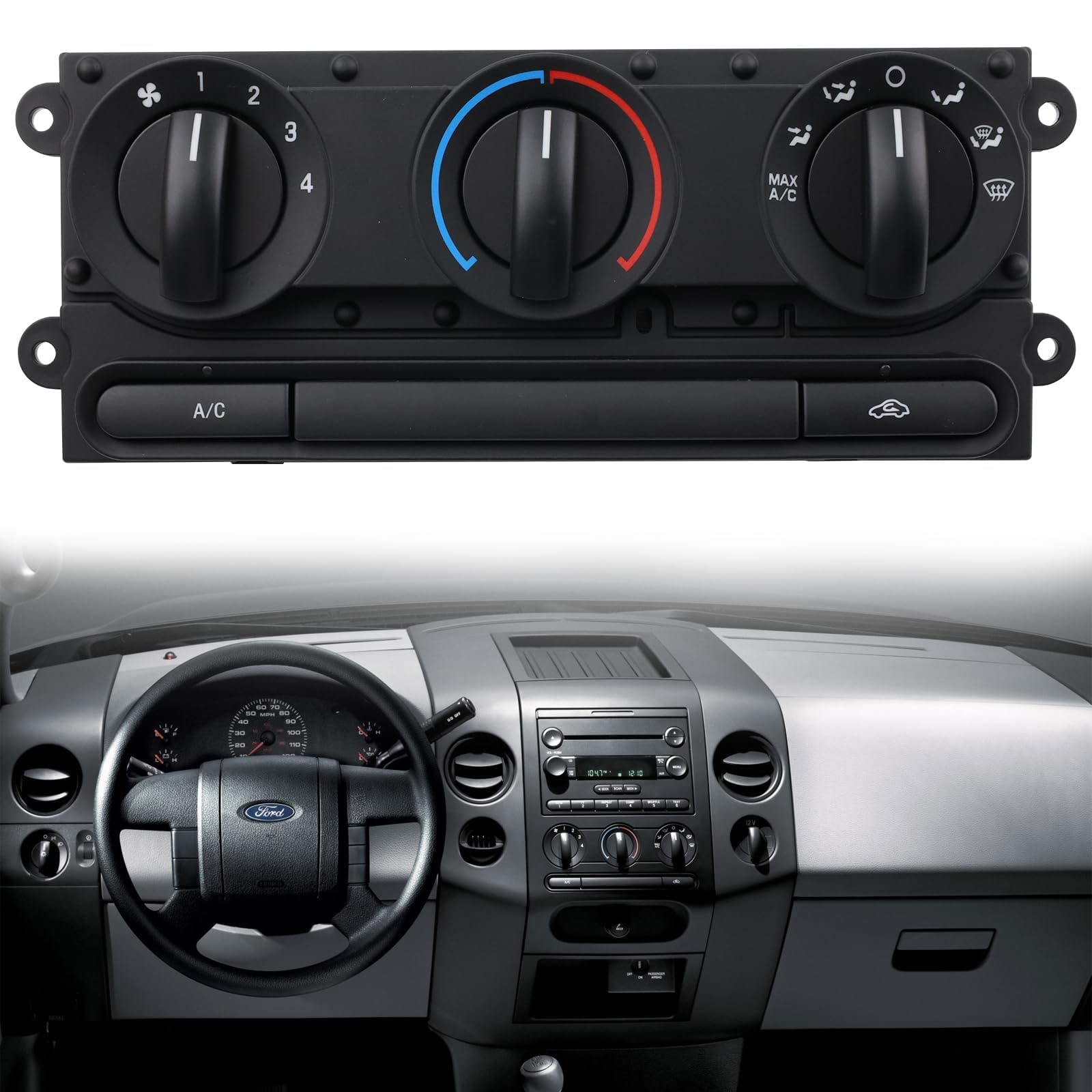 Photo 1 of 599-172 Climate Control Module Compatible with 2005-2008 Ford F-150, for 2005-2008 Ford Lobo with Manual Air Conditioning Control, Without Rear Window Defogger Function W/O Heated Side Mirror