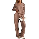 Deer Lady Women's Pajama Sets 2 Pieces Long Sleeve Lounge Set Ribbed Knit Casual Soft Fall Sleepwear with Pockets 2025