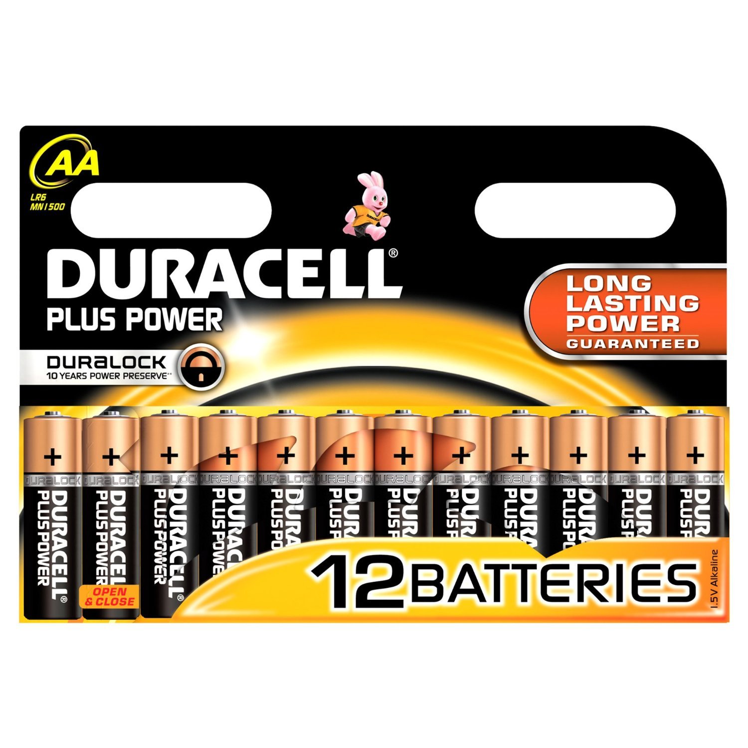 Duracell MN1500 Duralock Plus Power AA Batteries - Pack of 12