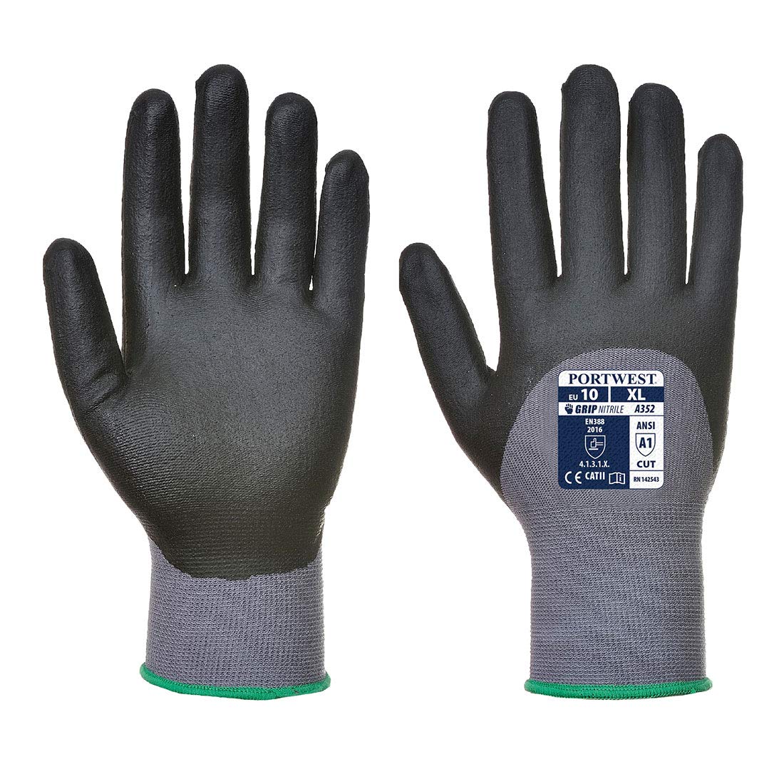 Portwest A352 Lightweight DermiFlex Ultra Glove Grey/Black, Medium