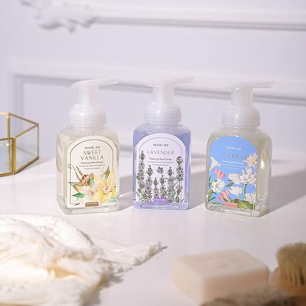 ROMIIE ZOI MINI FOAMING HAND SOAP – PACK OF 6 – ALOE, LAVENDER, LILY, PEONY, HYDRANGEA, ROSE – 260 ML/ 8.7 FL. OZ EACH