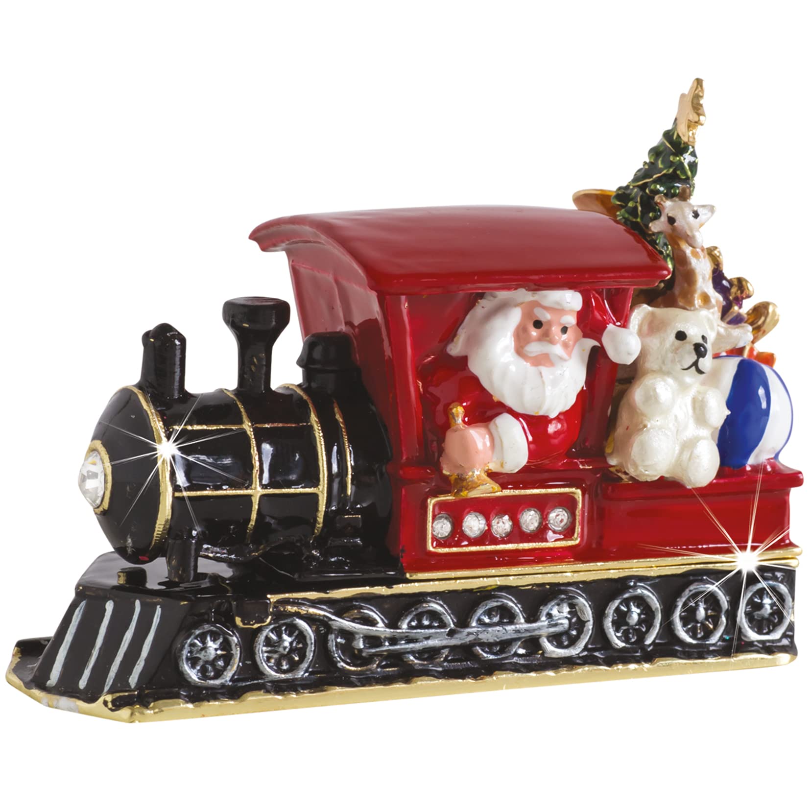 Craycombe Trinkets 6064 Santa on Train Trinket Box, Length 8cm