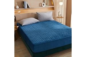 Pangzi Solid Flannel Plush Bedding Fitted Sheet,Velvety Soft Heavyweight Non-Slip Protective Cover for Bed Mattress (Twin Extra Long, Blue)