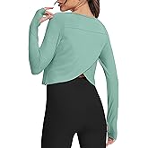 Bestisun Long Sleeve Athletic Workout Shirts Sports Yoga Gym Crop Tops for Women