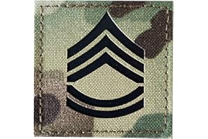MOONIKONI 2” x 2” Multicam OCP IR US Army Rank IR Flag Patch with Hook Fastener (E7 Sergeant First Class)