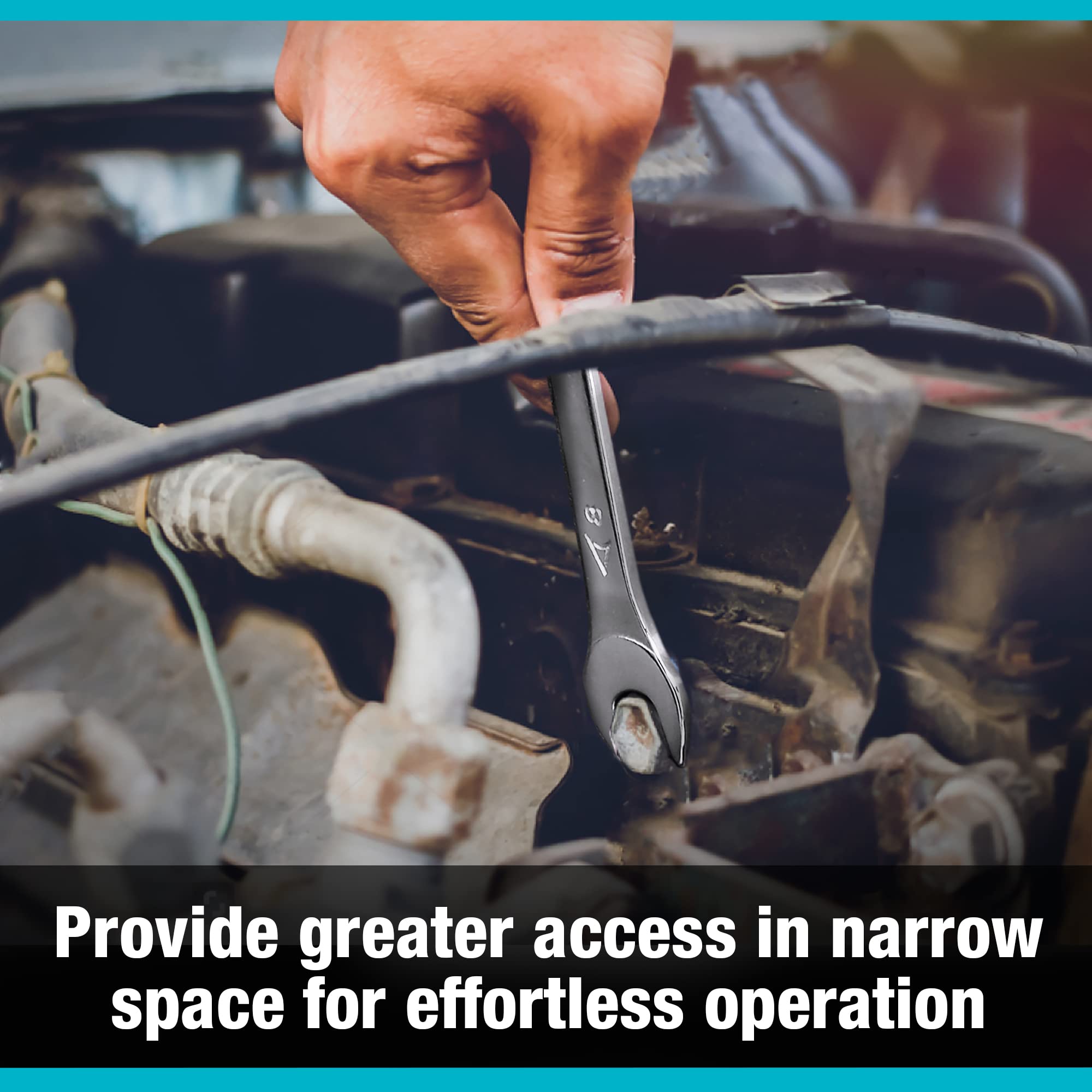 DURATECH Doppelmaulschlüssel Satz Extra Flach, Gabelschlüsselsatz Maulschlüssel Schraubenschlüssel Set, 8-teilig, Metrisch, SW 5,5 mm - 27 mm, mit Aufbewahrungstasche, für engen Raum 5