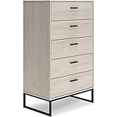 Signature Design by Ashley Socalle 5 Drawer Chest of Drawers, Natural Beige