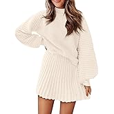COCCKO Womens 2 Piece Skirt Sets Fall Fashion 2025 Mock Neck Ribbed Knit Sweaters And Mini Skirt Two Piece Outfits
