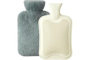 Hot Water Bottle With Cover, 2L Rubber Hot Water Bag With Soft Cover (2 Liter), For Cramps, Compress Pain Relief, Removable H