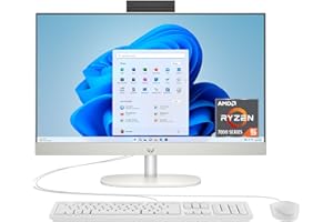 HP 24 inch All-in-One Desktop PC, FHD Display, AMD Ryzen 5 7520U, 8 GB RAM, 256 GB SSD, AMD Radeon Graphics, Windows 11 Home, 24-cr0002 (2024)