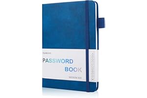 TIANKOOL Password Book with Alphabetical Tabs-Hardcover Password Keeper for Internet & Computer Login, Recording Addresses, Usernames, Passwords, Password Organizer Notebook for Home or Office, 5.1x7 in, Blue