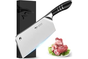 MAD SHARK 7.5 Inch Meat Cleaver Knife, Professional Bone Chopping Butcher with Heavy Duty Blade, German Military Grade Compos