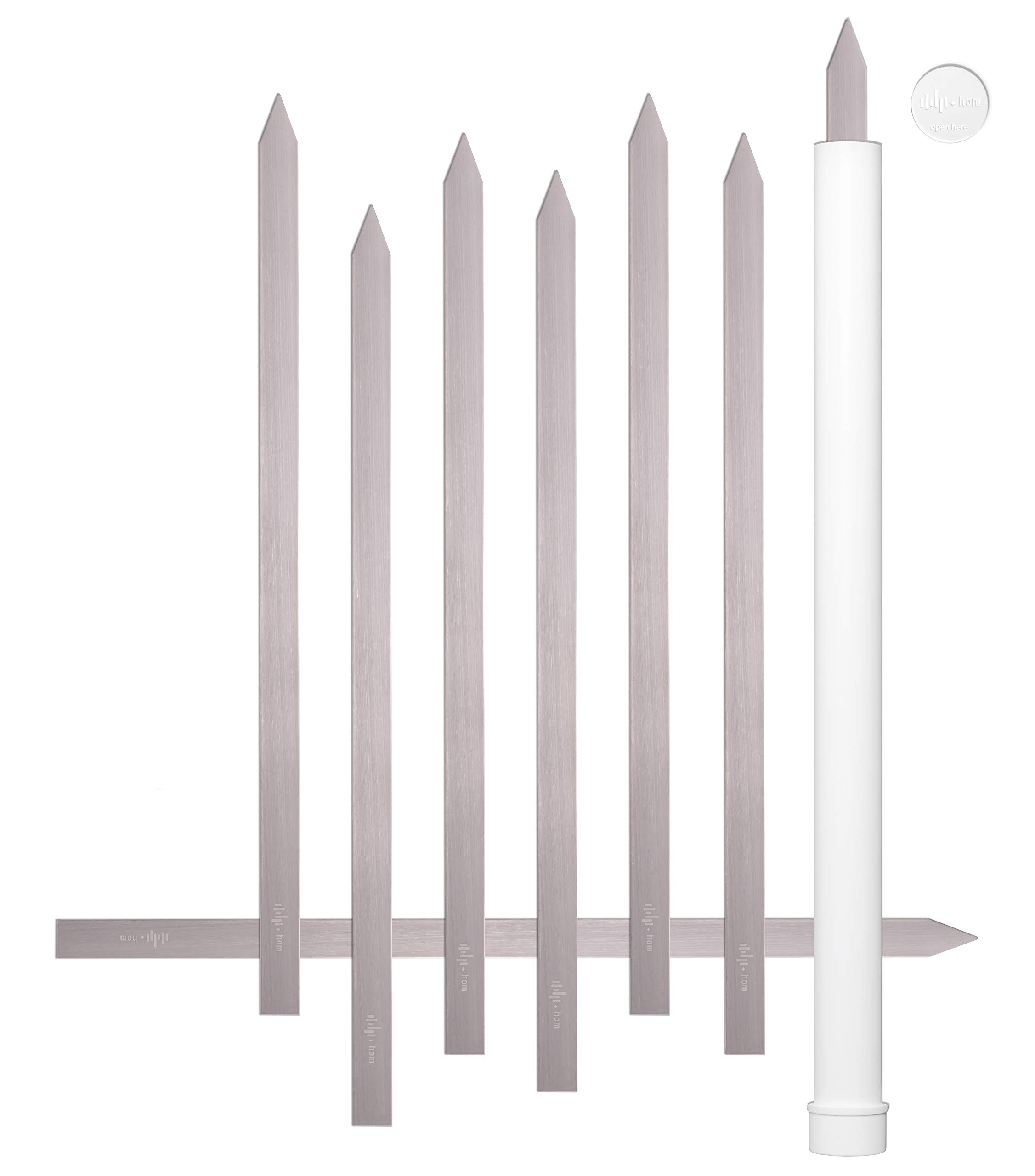 + HOM 8 Kebab 1" Wide Flat Skewers, Stainless Steel, No-Wood Handle, Koobideh Persian Kabob, Carrying Case