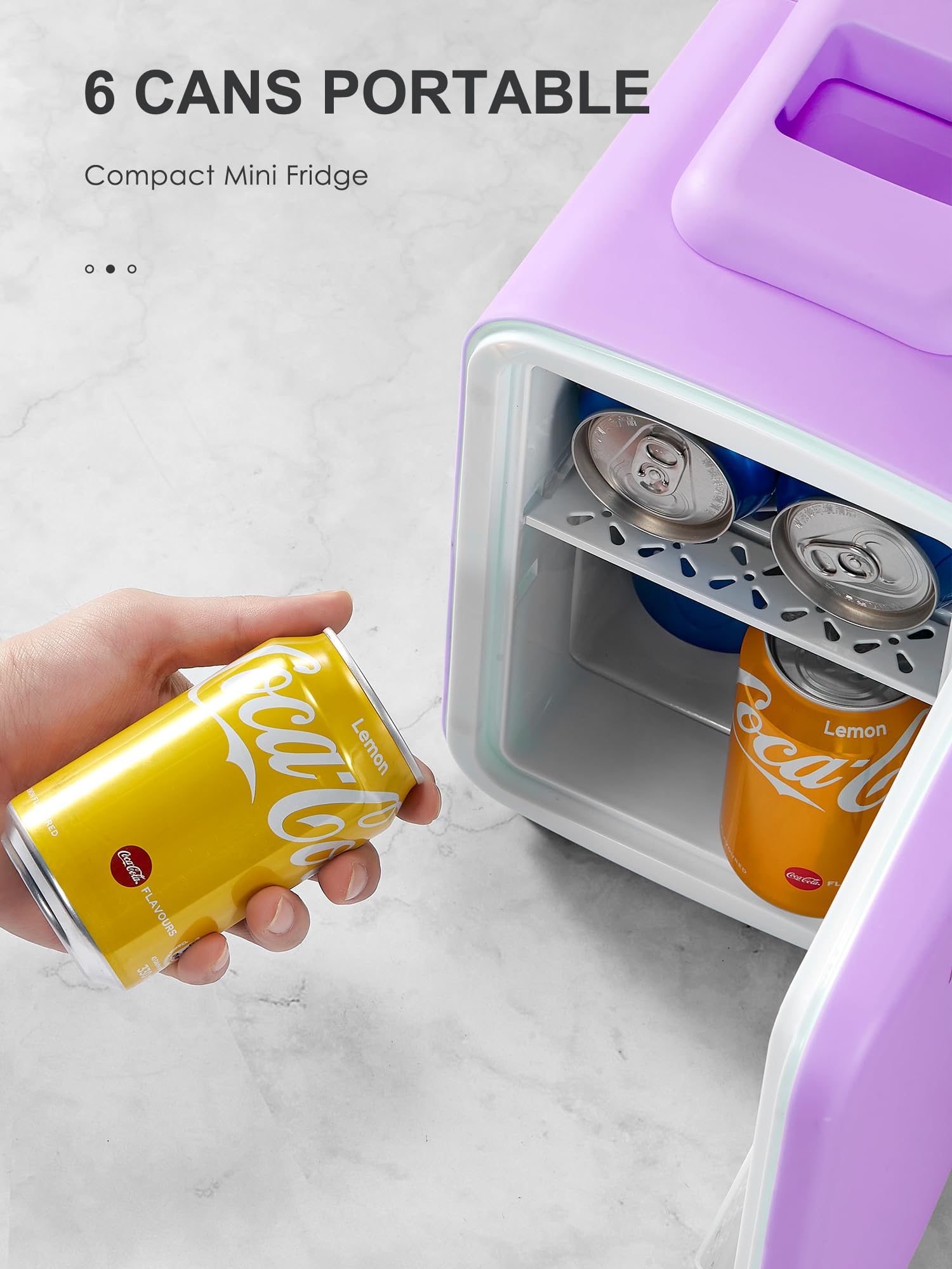 Reemix Mini Fridge, 3.7 Liter/6 Can Portable Cooler and Warmer Personal Refrigerator for Skin Care, Cosmetics, Beverage, Food,Great for Bedroom, Office, Car, Freon-Free (Purple)