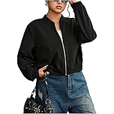 Verdusa Women's Plus Size Zip Up Jackets Long Sleeve Collared Neck Lightweight Jacket Outerwear