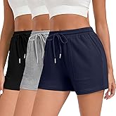 Locoowai 3 Pack Women's Sweat Shorts Lounge Casual with Pockets Drawstring Gym Athletic Shorts High Waist Summer Clothes