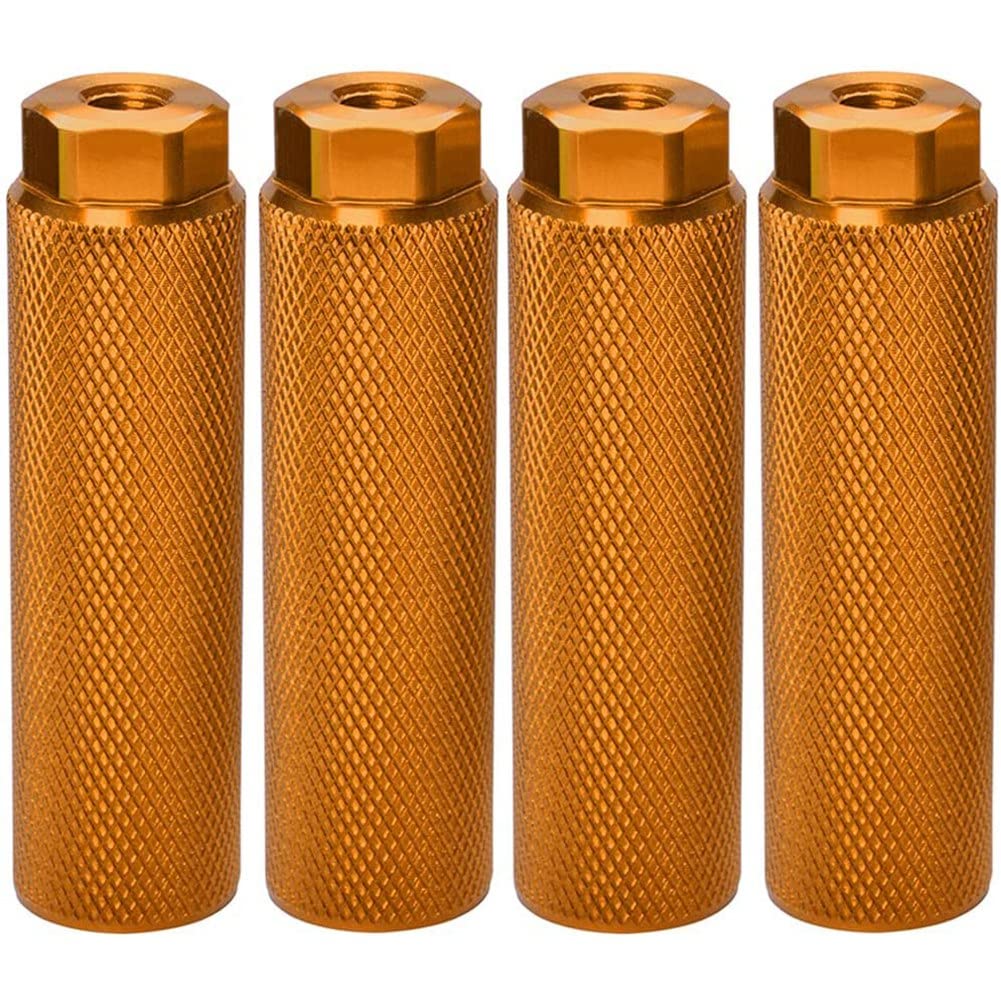 Dojimayisc 4 Pcs Bike Pegs,Aluminum Alloy Anti-Skid Lead Foot Bicycle Pedals Pegs for 3/8 Inch Axles Bicycle Accessories,Yellow