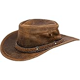 Cowboy Aussie Real Leather Hat Australian Tan Western Outback Bush Hat