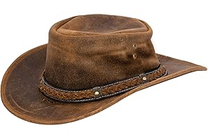 Cowboy Aussie Real Leather Australian Western Outback Bush Hat