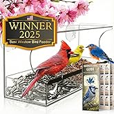 Window Bird Feeder by Nature’s Hangout - Award-Winning Clear Acrylic Bird Feeders for Outdoors, No Assembly, Strong Suction Cups, Bird Watching for Cats, Easy-to-Clean Birdhouse