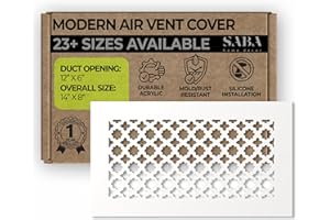 SABA Home Decor Air Vent Cover Grille - Acrylic Plexiglass 6 x 12 Duct Opening, 8 x 14 Overall White Finish Decorative Covers for Walls & Ceilings NOT for Floor USE, Venetian