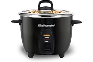 Elite Gourmet ERC2010B# Electric 10 Cup Rice Cooker with 304 Surgical Grade Stainless Steel Inner Pot Makes Soups, Stews, Gra