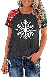 Ovazly Christmas Shirt for Women Raglan Sleeve