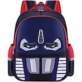 QWZY Kid Boys Backpack Waterproof Children Snack Bag 3D Print Comic Cartoon Primary School Bag Kindergarten Backpack (Deep blue)