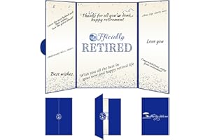 Viogtmca Blue Silver Retirement Party Decorations Large Retirement Card Signing Happy Retirement Guest Book Creative Retirement Card for Men Women