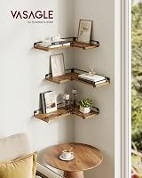 VASAGLE Floating Shelves Set of 3 L-Shaped Corner Wall Shelves Rustic Brown view 2