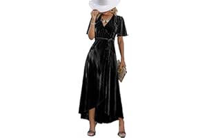 BerryGo Women's Velvet V Neck Wrap Semi Formal Dress Cocktail Party Maxi Dress for Wedding Guest
