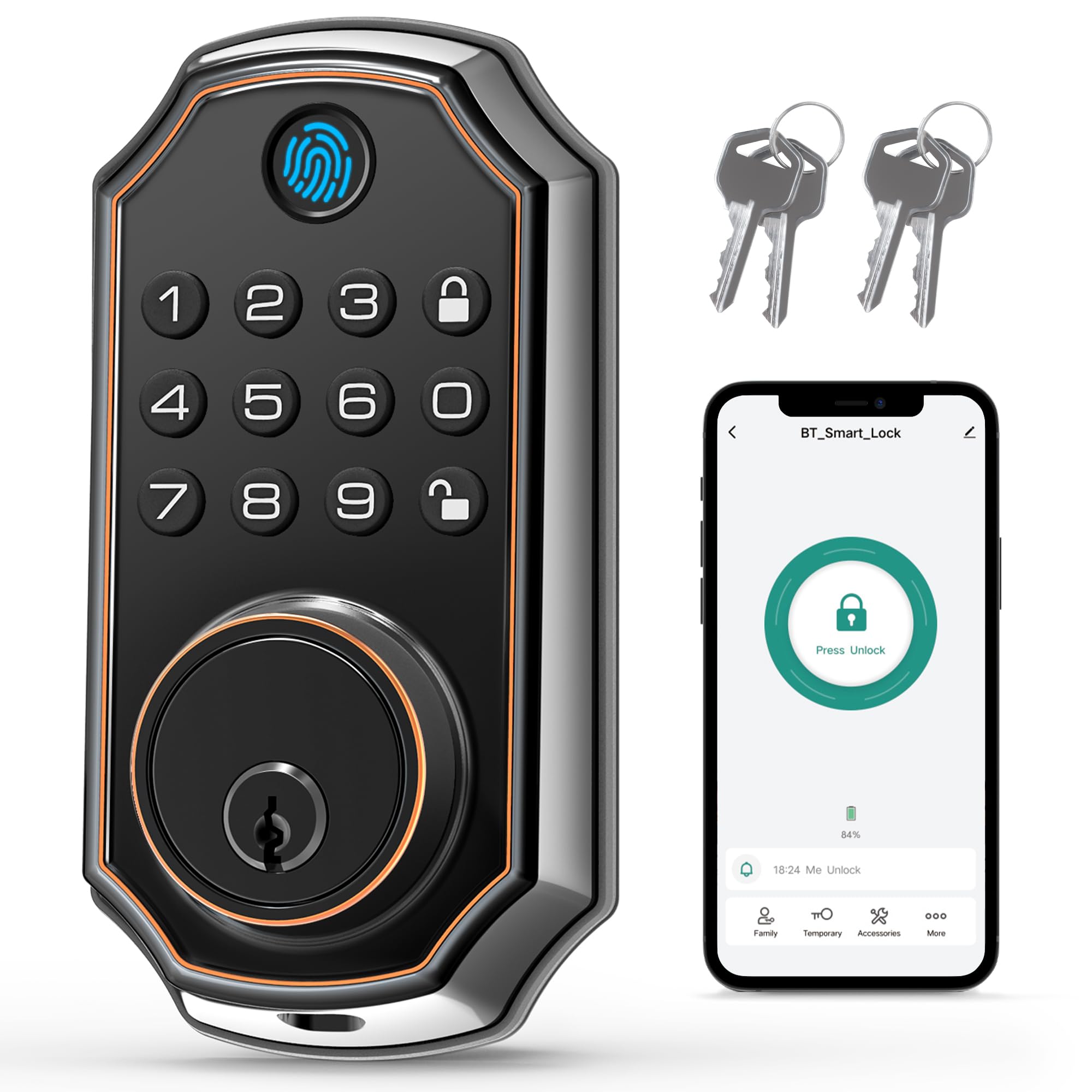 Photo 1 of LOCK&SOLVER Keyless Entry Door Lock, Smart Lock for Front Door, Keypad Fingerprint DoorLock, App Remote Control, One-Time Code, Auto Lock, Easy Installation with Video Guide, Rust-Resistant Zinc