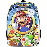 Bioworld Nintendo Super Mario Bros All Over Character Molded Iridescent 16" Backpack