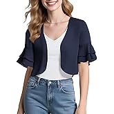 Urban CoCo Women's Sheer Chiffon Bolero Shrug Ruffle Short Sleeve Open Front Cropped Cardigan for Dresses