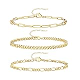 Gokeey Reoxvo Dainty Gold Chain Bracelets Set for