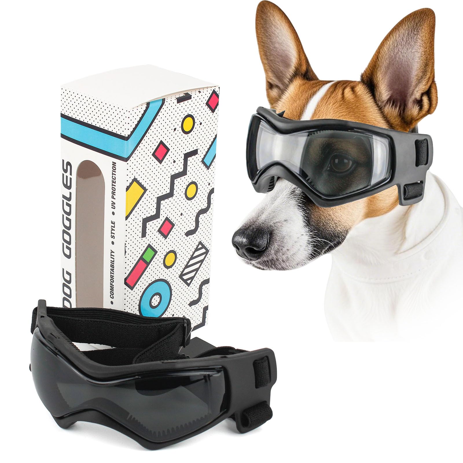 PETCUTE Dog Sunglasses UV Protection,Dog Goggles and Sunglasses for Small and Medium Breeds,Fogproof,Waterproof Windproof Cool Pet Sunglasses with Air Hole Design,Eye Protection Puppy Goggles