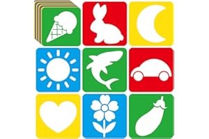 QYEAHKJ 36pcs Drawing Stencils for Kids 8 Inch Sidewalk Chalk Stencils Painting Large Washable Reusable Learning Themed Primary Shape Template for Kids Toddlers Preschool