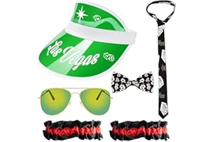 MATINIY Casino Dealer Costume Include Sun Visors Hat Sunglasses Fanny Pack Earrings Necklace for Halloween Las Vegas Party Supply